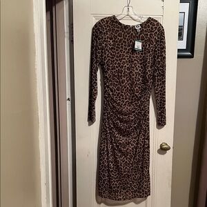 Leopard Print Long Sleeve Dress